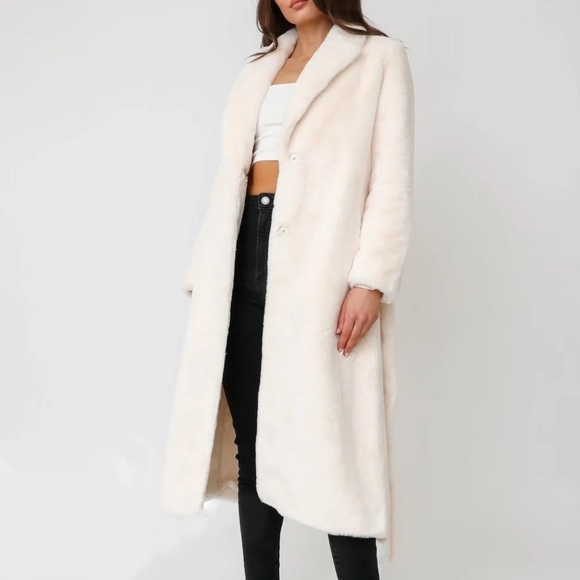 Elegant Cream Long Coat - Picture 1 of 5